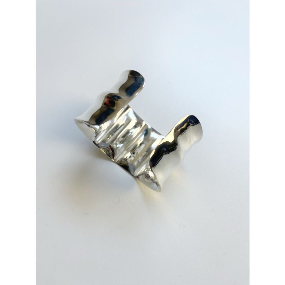 Mayamar silver Hammered Sculpted Wide Cuff Bracelet - Picture 6 of 9